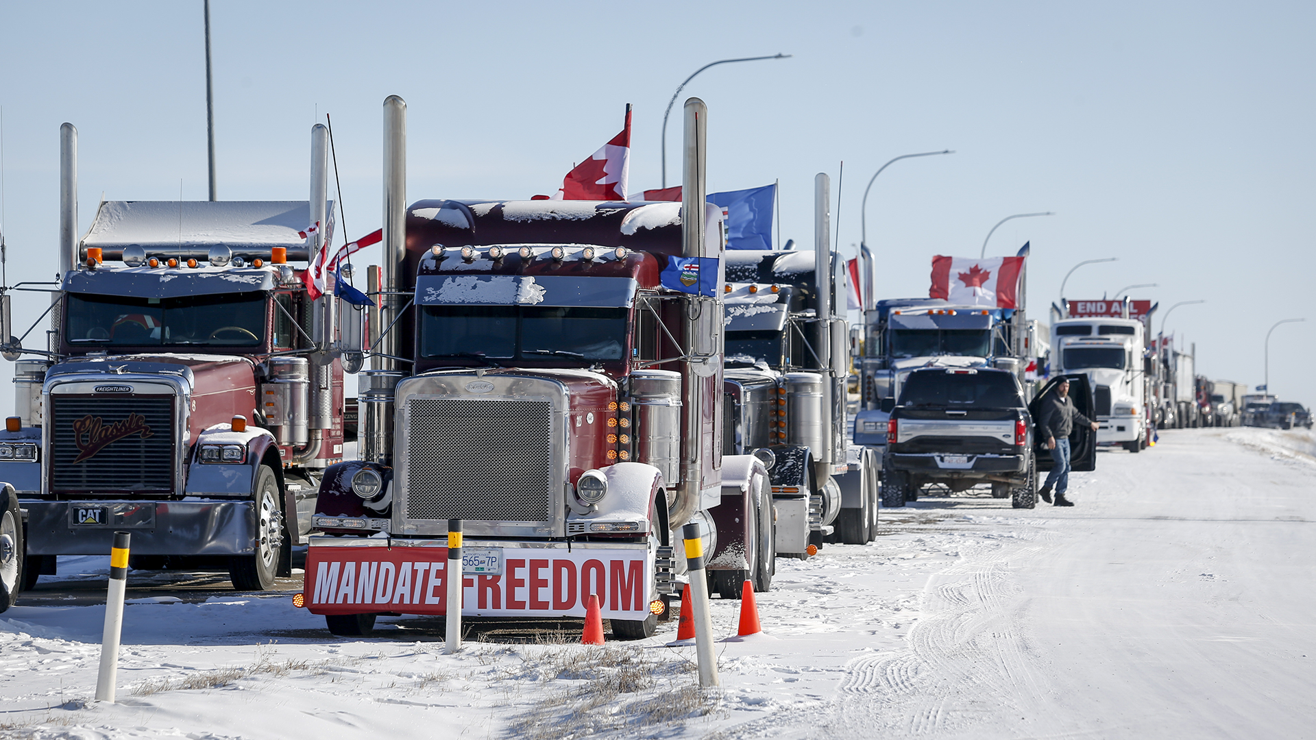 Le blocage de Coutts, en Alberta, le 2 février dernier.