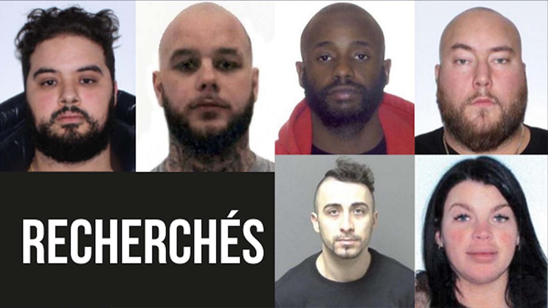 Individus recherchés par la SQ, 5 hommes et une femme, soupçonnés d'appartenir à un réseau de trafiquants de drogue lié au crime organisé.