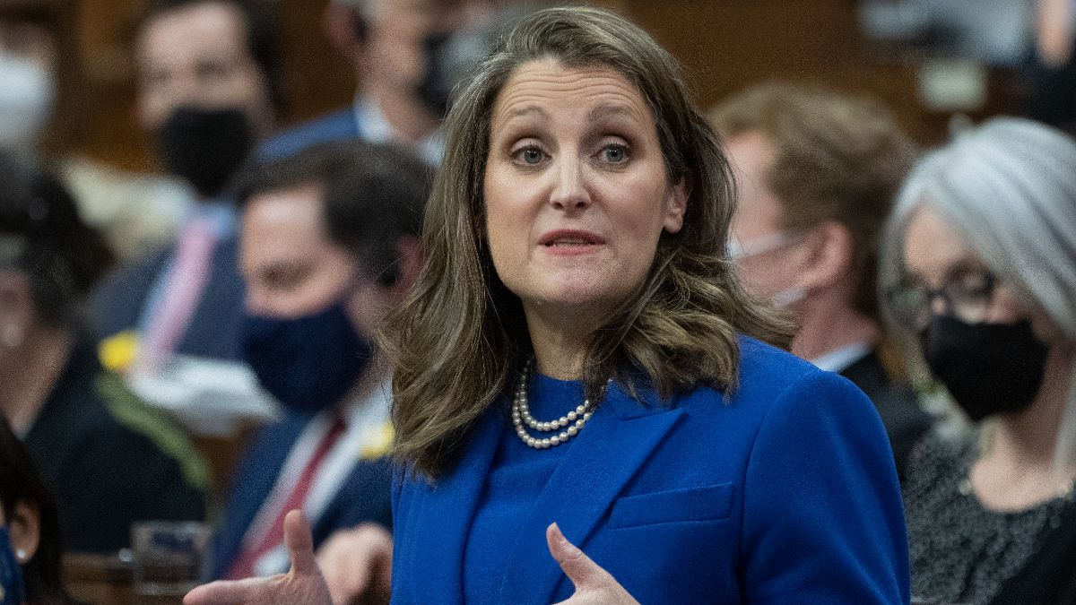 La ministre des Finances Chrystia Freeland a pris la parole lors de la présentation du buedget en avril 2022.