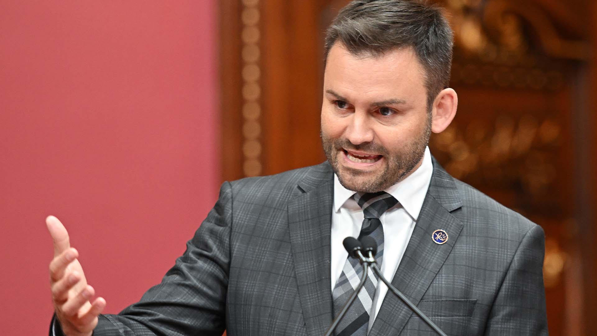 Paul St-Pierre Plamondon, le chef du Parti québécois, lors du serment à l'Assemblée nationale le 21 octobre 2022.