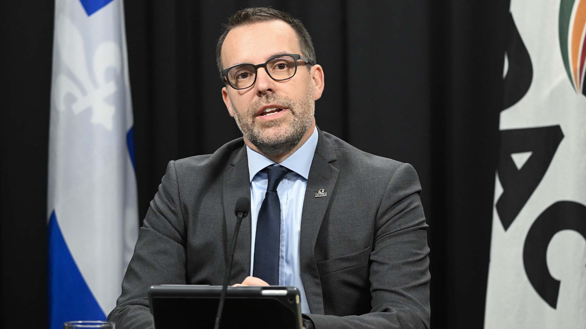 Le commissaire de l'UPAC, Frederick Gaudreau, dévoile son rapport annuel, le 20 décembre 2022 à Québec.