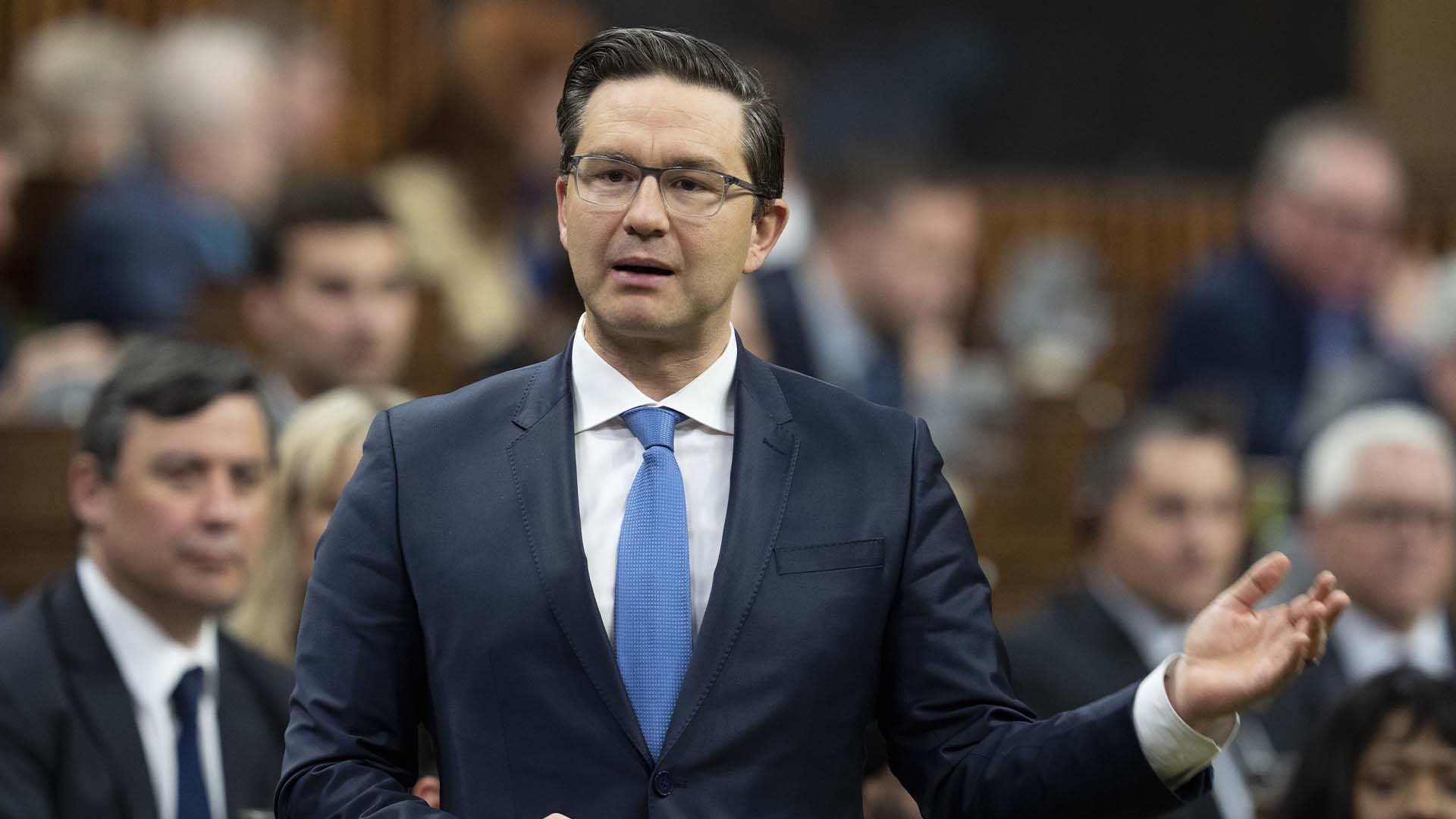 Le chef conservateur Pierre Poilievre a pris la parole pendant la période de questions, le 31 janvier 2023 à Ottawa. 