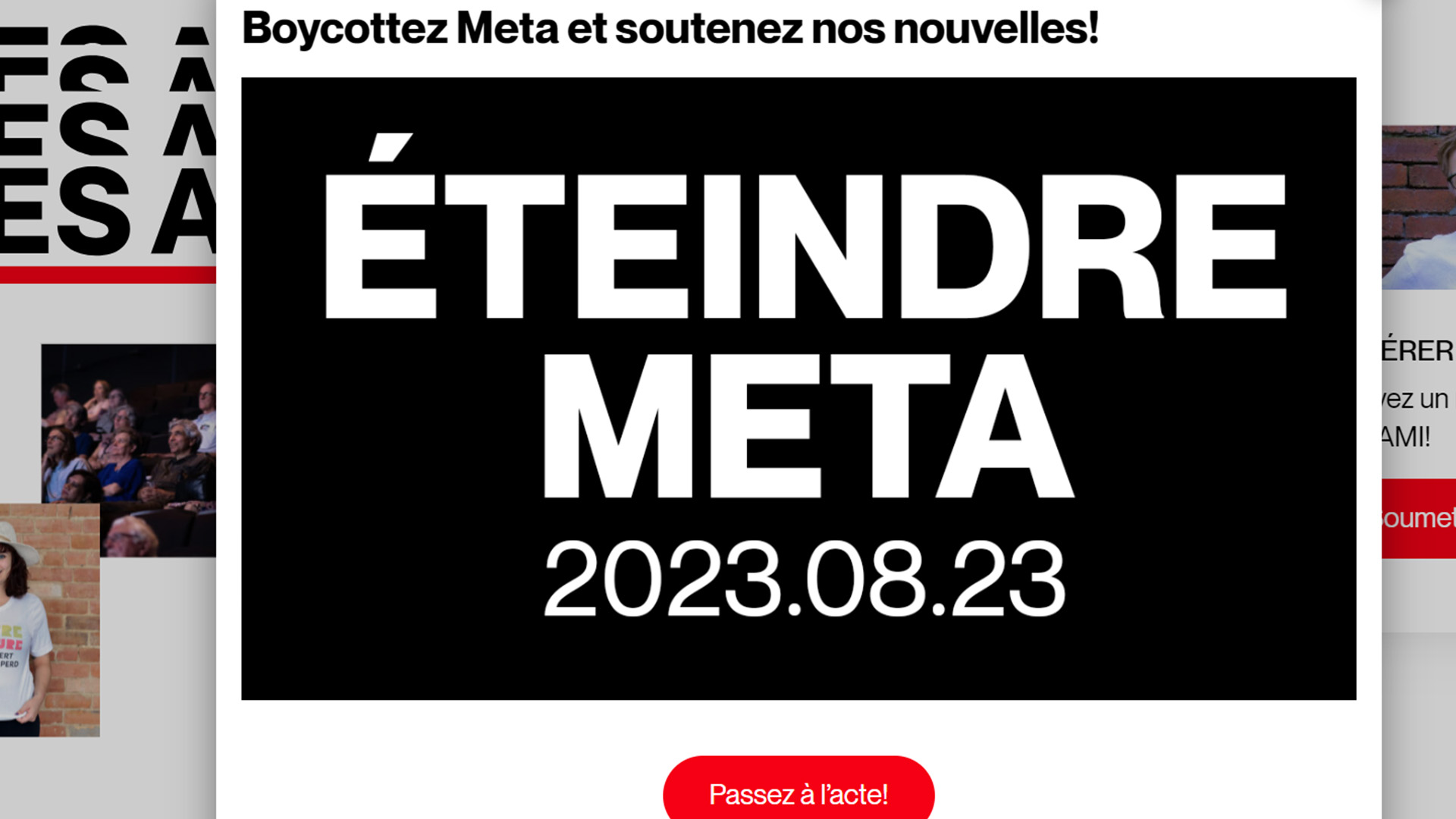 Le groupe Friends of Canadian Broadcasting demande aux gens de cesser de publier du contenu sur les plateformes de Meta les 23 et 24 août. Le logo Facebook est visible sur un téléphone mobile, le 14 octobre 2022, à Boston.