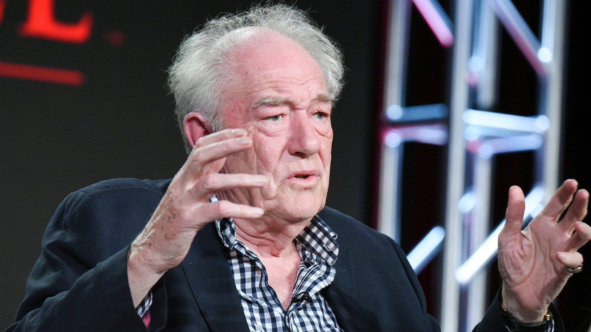 L'acteur Michael Gambon participe au panel "Churchill's Secret" au PBS Winter TCA, le lundi 18 janvier 2016, à Pasadena, en Californie.