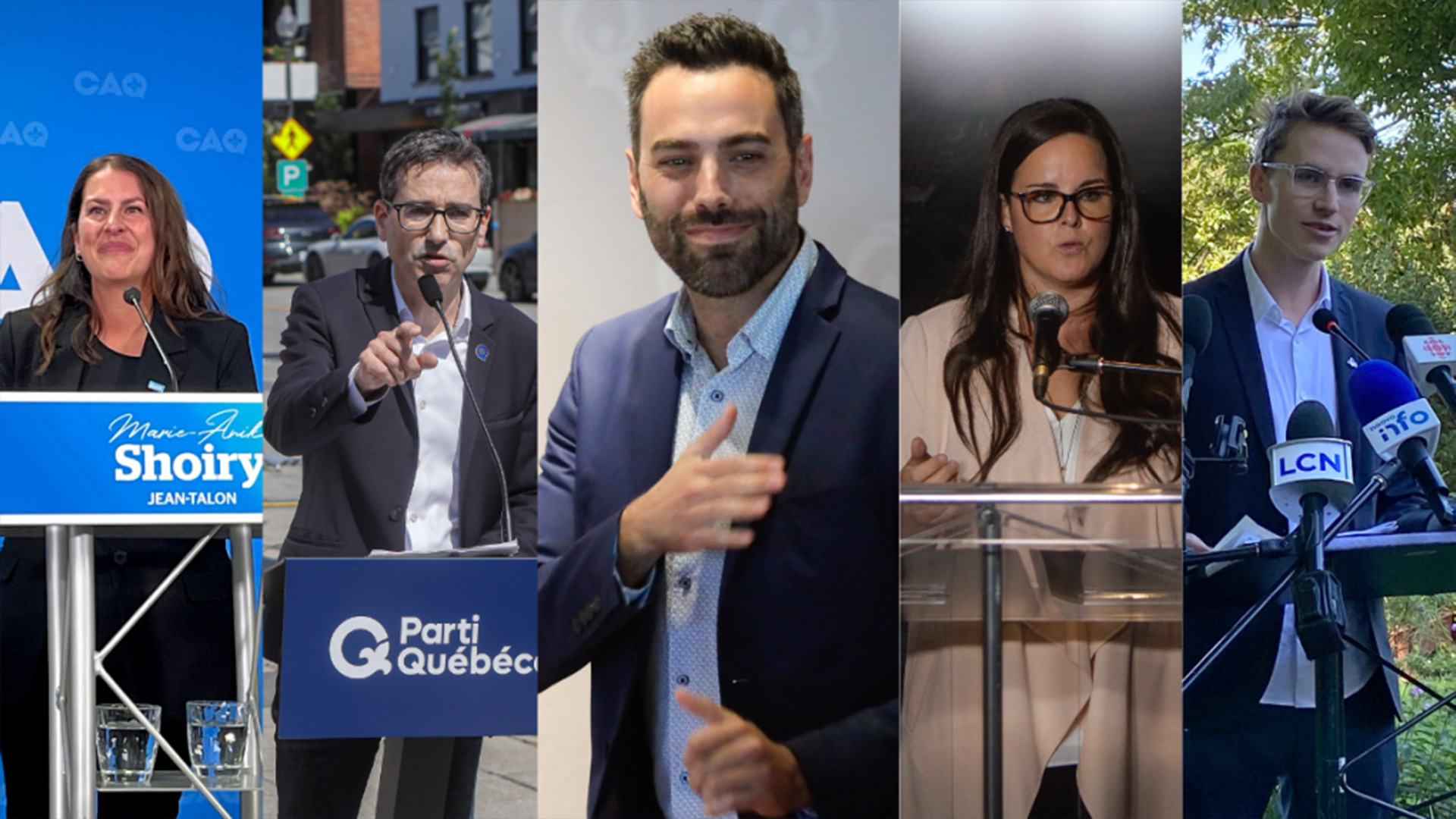 La candidate de la CAQ, Marie-Anik Shoiry, le candidat du PQ, Pascal Paradis, le candidat de Québec Solidaire, Olivier Bolduc, la candidate libérale, Elise Avard Bernier, et le candidat conservateur du Québec, Jesse Robitaille, se disputent tous le siège de Jean Talon lors de l'élection partielle du 2 octobre. 