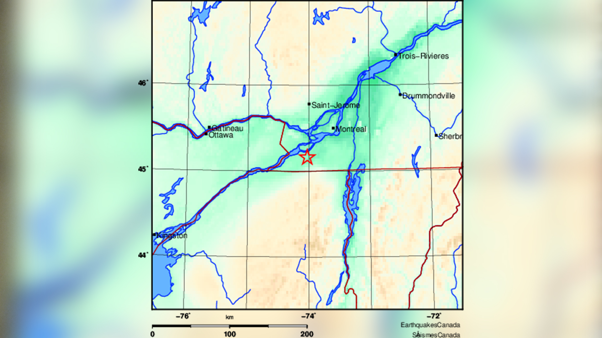 L'épicentre du séisme du 1er février 2024 a été localisé près de Valleyfield.