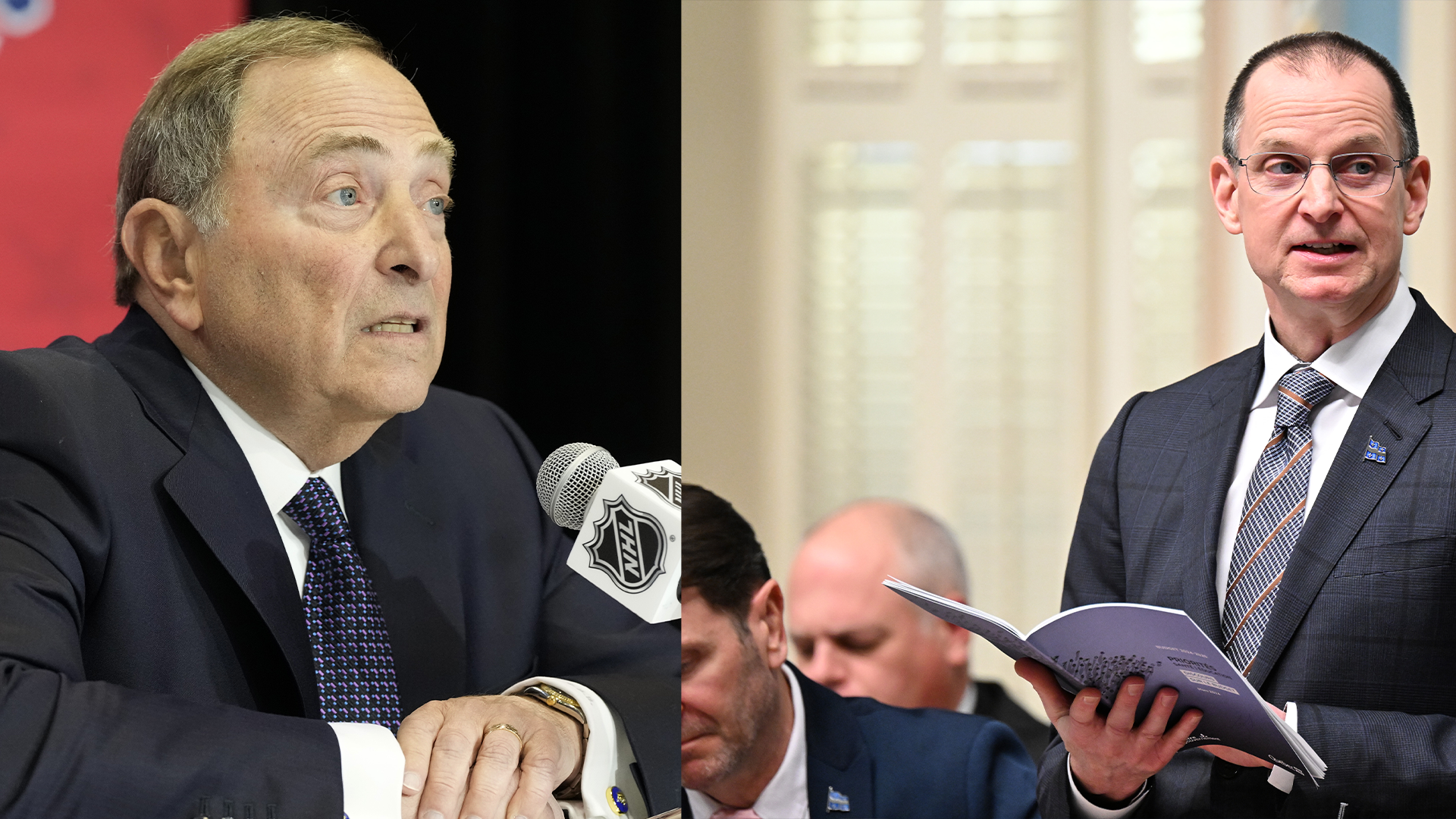 Le ministre responsable du dossier du retour d'une équipe de hockey professionnelle à Québec, Eric Girard, était à New York mardi afin de rencontrer le commissaire de la Ligue nationale de hockey (LNH), Gary Bettman.