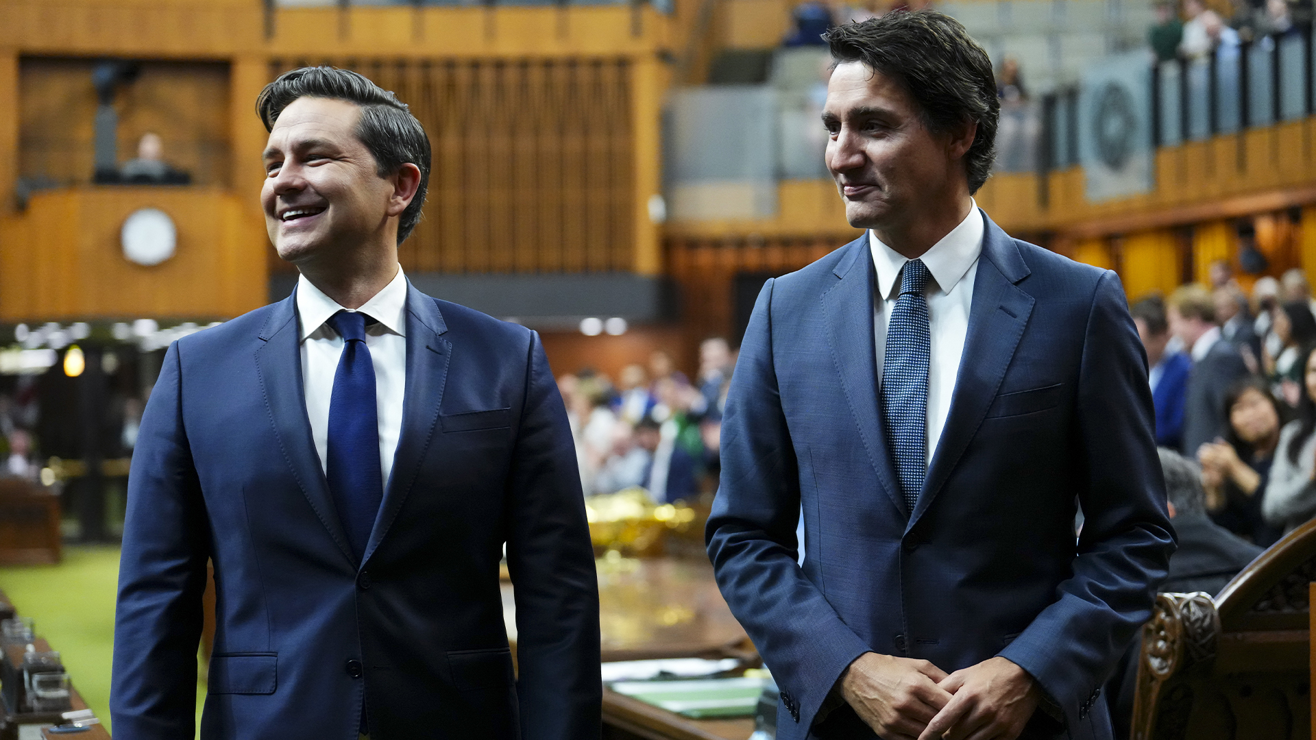 Le premier ministre Justin Trudeau et le chef conservateur Pierre Poilievre. 