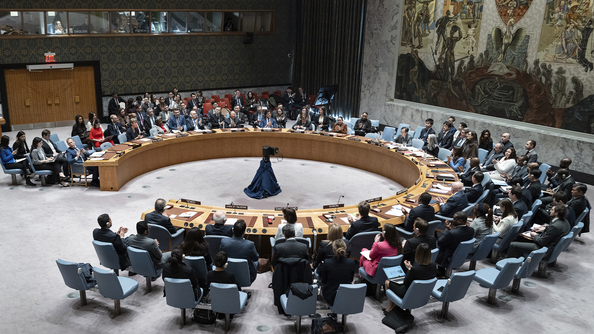 Les membres du Conseil de sécurité des Nations Unies. 