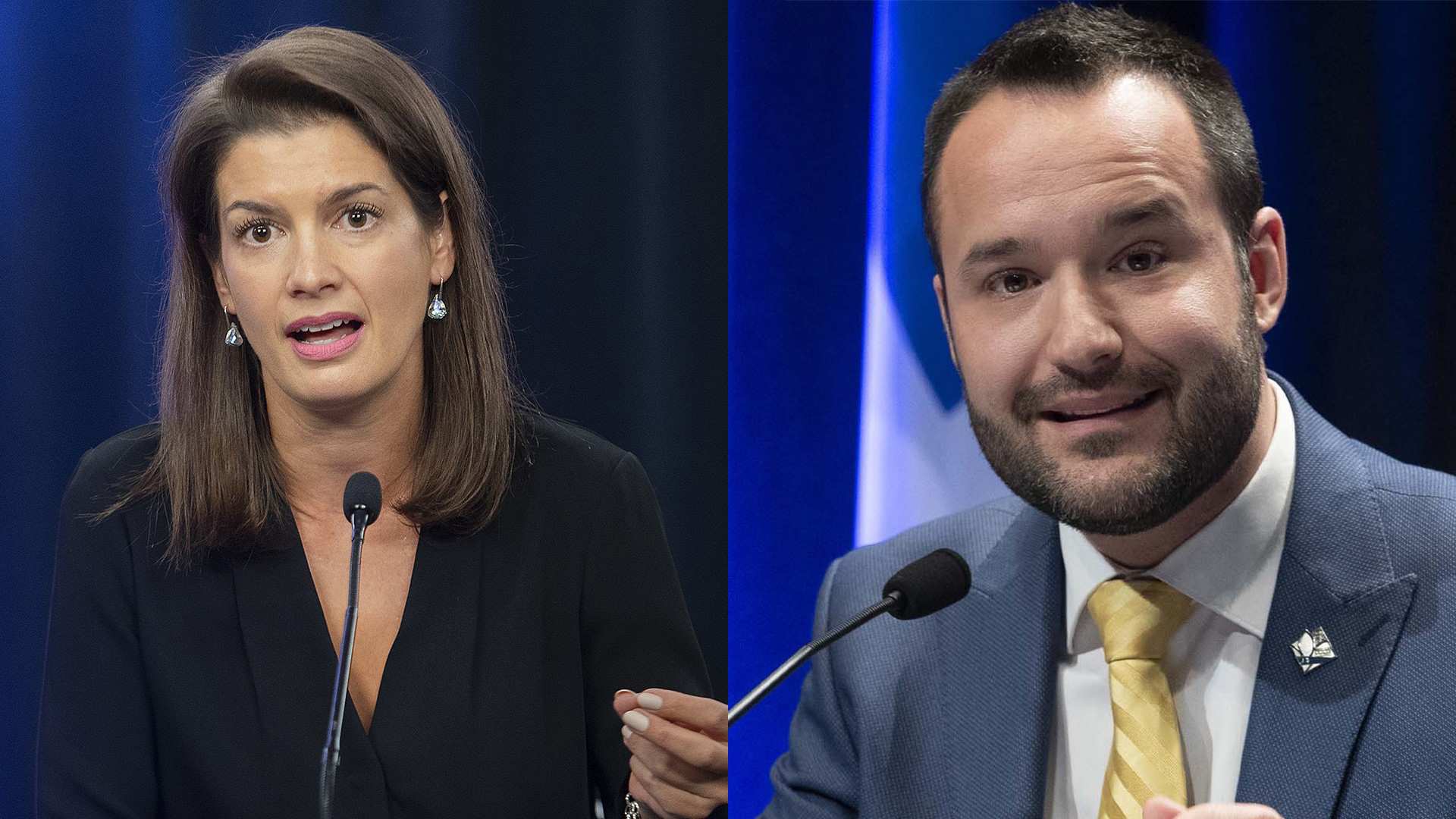 La ministre des Transports, Geneviève Guilbault (à gauche) et le ministre de la Culture, Mathieu Lacombe (à droite).