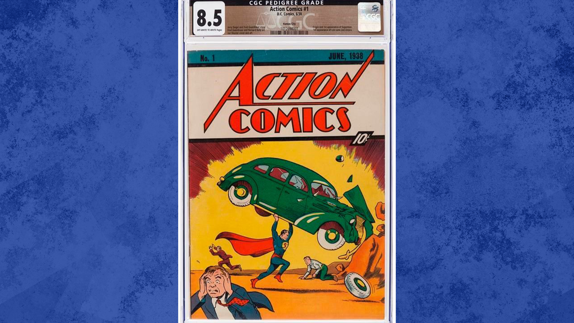 ette photo fournie par Heritage Auctions montre un exemplaire d'Action Comics No. 1, la bande dessinée qui a présenté Superman au monde en 1938, qui a été vendue pour 6 millions de dollars le jeudi 4 avril 2024. 