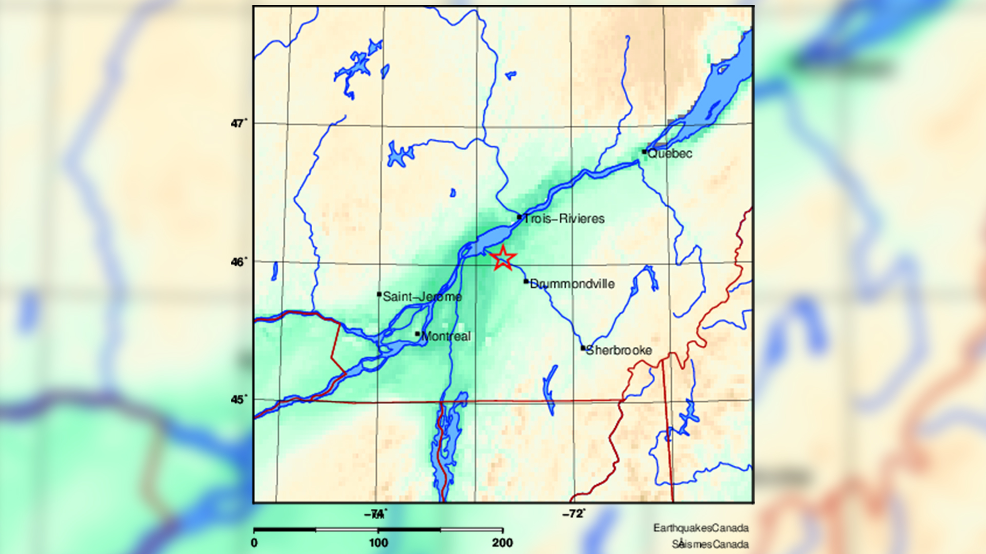 L'épicentre du séisme du 1er septembre 2024 à Pierreville.