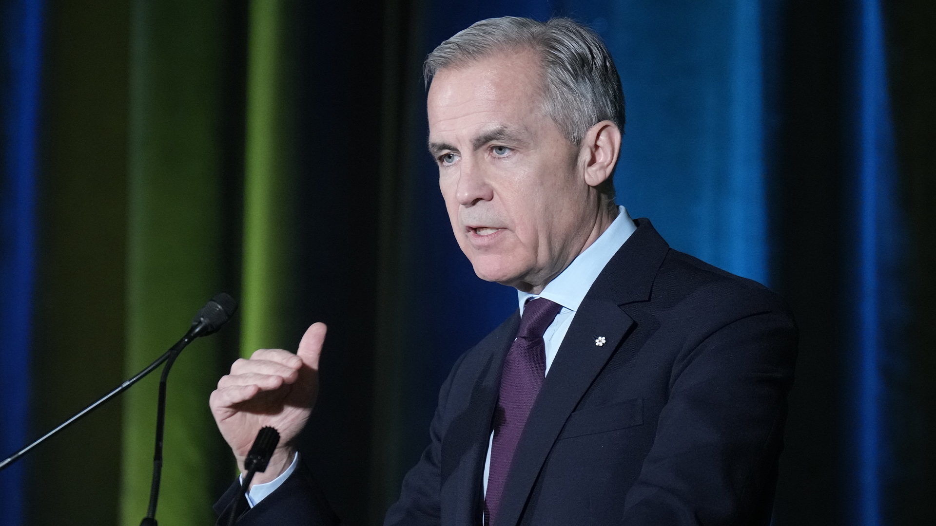 Mark Carney, qui a été gouverneur de la Banque du Canada et de la Banque d'Angleterre, s'exprime lors de la conférence Sustainable Finance, jeudi 28 novembre 2024.