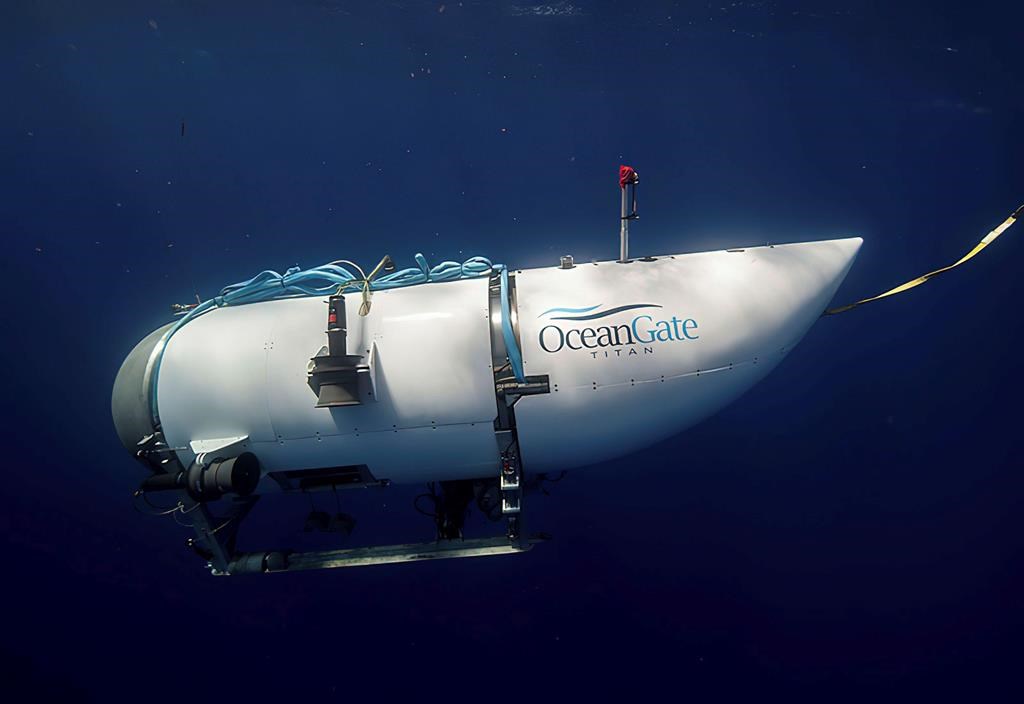 A submersible vessel named Titan used to visit the wreckage site of the Titanic is seen in an undated handout photo. A German man who previously completed a journey to the Titanic wreck aboard the submersible destroyed in an implosion one week ago, believes the tragedy has ended adventure tourism at the site in the North Atlantic. THE CANADIAN PRESS/AP-HO, OceanGate Expeditions