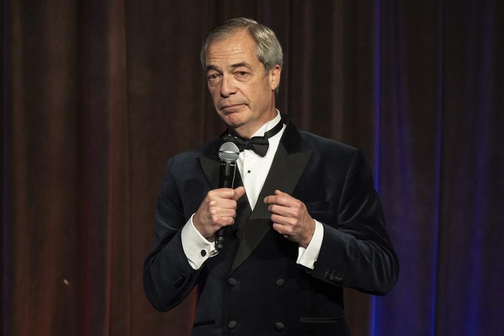 Reform UK leader Nigel Farage speaks during the New York Young Republican Club's annual gala at Cipriani Wall Street, Sunday, Dec. 15, 2024, in New York. (AP Photo/Yuki Iwamura)