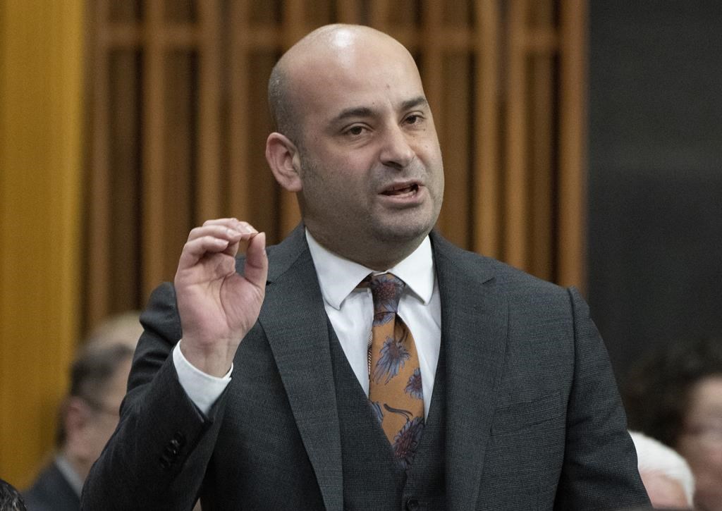 Conservative MP for Kamloops-Thompson-Cariboo Frank Caputo rises during Question Period, Tuesday, February 7, 2023 in Ottawa. Canada's prison service says there is no working hockey rink at the institution a Conservative MP is warning allows its most notorious inmates to play "taxpayer funded serial killer pick-up hockey." THE CANADIAN PRESS/Adrian Wyld