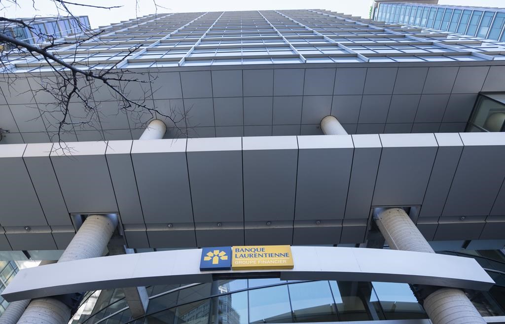 Le siège social de la Banque Laurentienne est visible à Montréal le mardi 5 avril 2022.