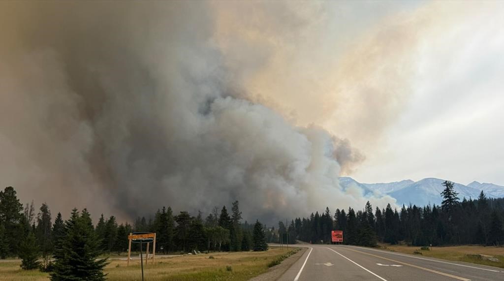 A wildfire burns in Jasper National Park in this Wednesday, July 24, 2024 handout photo from the Jasper National Park Facebook page. THE CANADIAN PRESS/HO, Facebook, Jasper National Park *MANDATORY CREDIT*