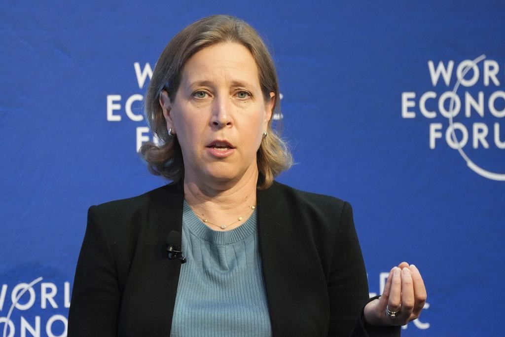 FILE - YouTube CEO Susan Wojcicki speakes during a conversation at the World Economic Forum in Davos, Switzerland, on May 24, 2022. Her husband. Dennis Troper said in a statement on social media late Friday, AUg. 9, 2024 that Wojcicki, who was 56, died after suffering with small cell lung cancer for the past two years. (AP Photo/Markus Schreiber)