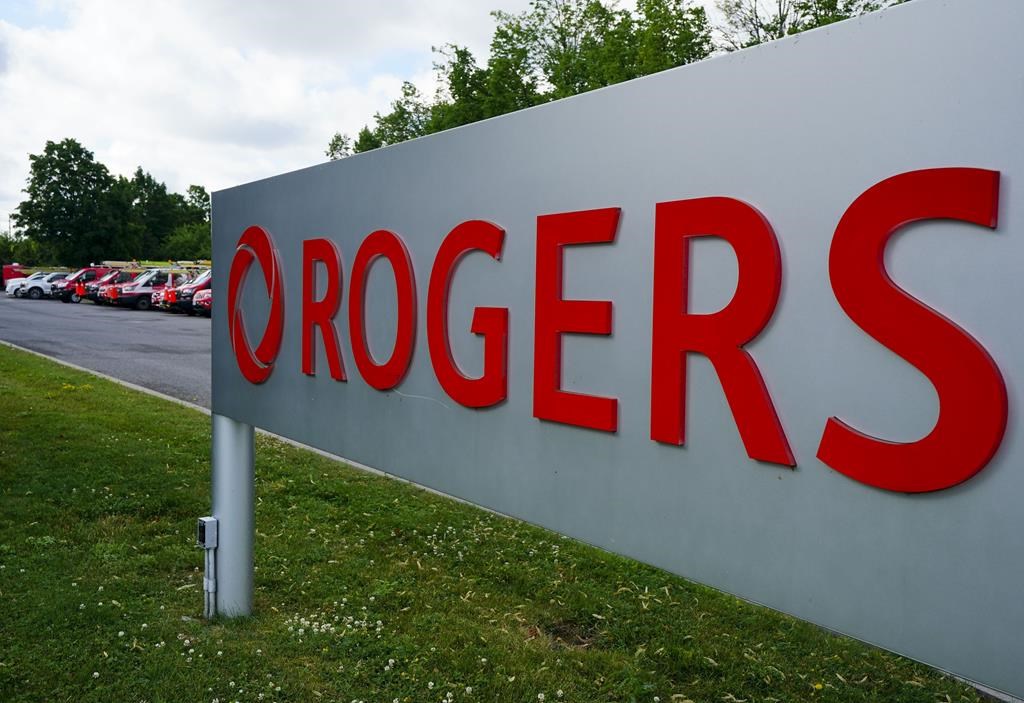 Rogers Communications Inc. is buying out Bell's 37.5 percent share of Maple Leaf Sports & Entertainment for $4.7 billion, giving it 75 percent ownership of the sports conglomerate. Rogers signage is pictured in Ottawa on Tuesday, July 12, 2022. THE CANADIAN PRESS/Sean Kilpatrick